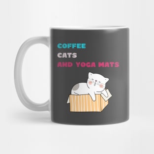 Coffee cats and yoga mats funny yoga and cat drawing Mug